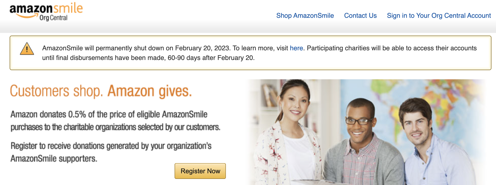 AmazonSmile charity program discontinued